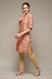 Orange LIVA Straight Kurta image number 3